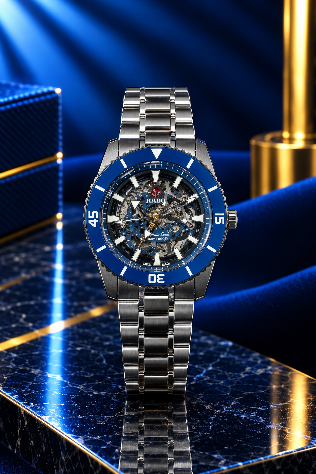 Rado Captain Cook High-Tech Ceramic Skeleton Automatic Watch (7A Master Copy) – With Original Box
