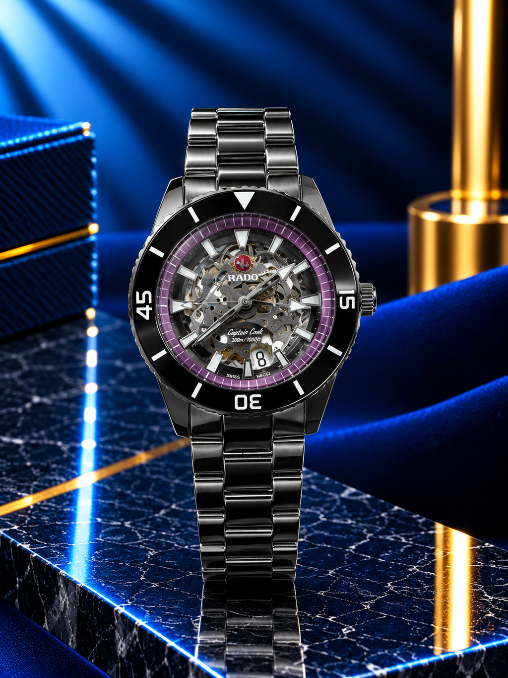 Rado Captain Cook High-Tech Ceramic Skeleton Automatic Watch (7A Master Copy) – With Original Box