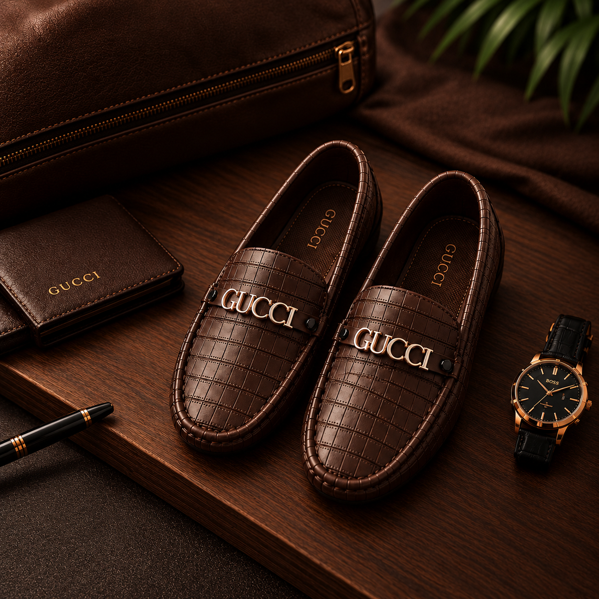 Gucci Style Textured Men’s Loafers – Bold Look & Everyday Comfort