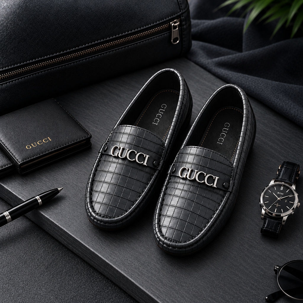 Gucci Style Textured Men’s Loafers – Bold Look & Everyday Comfort