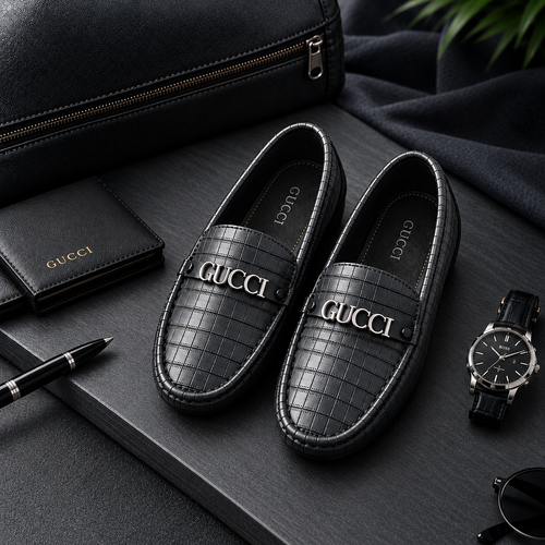 Gucci Style Textured Men’s Loafers – Bold Look & Everyday Comfort
