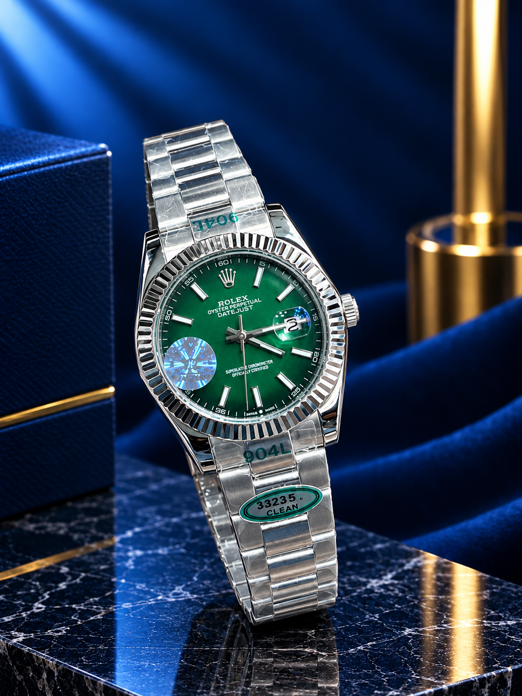 Luxury Green Dial Datejust-Style Men’s Watch – Fluted Bezel & Stainless Steel Bracelet