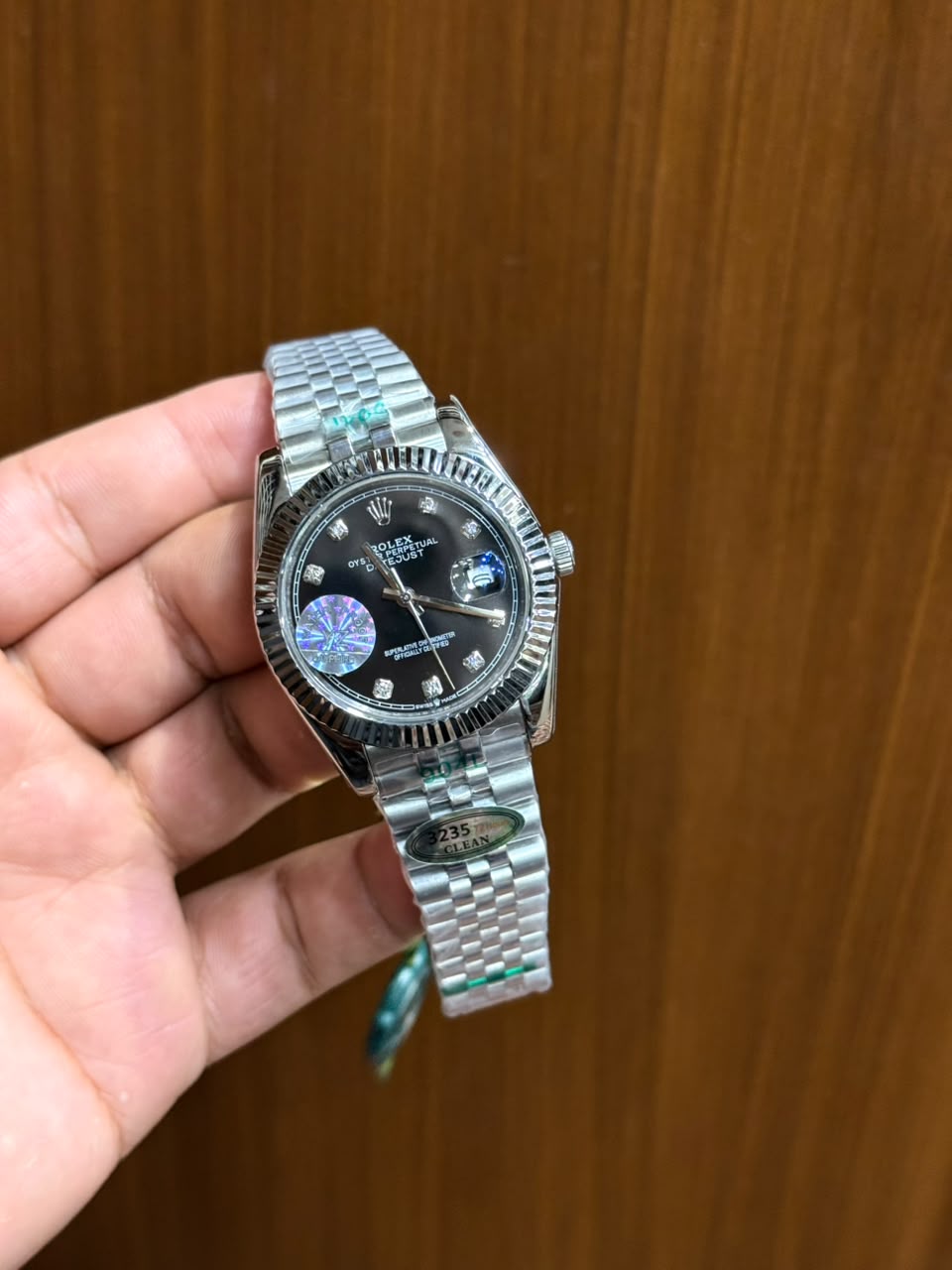 Luxury Green Dial Datejust-Style Men’s Watch – Fluted Bezel & Stainless Steel Bracelet