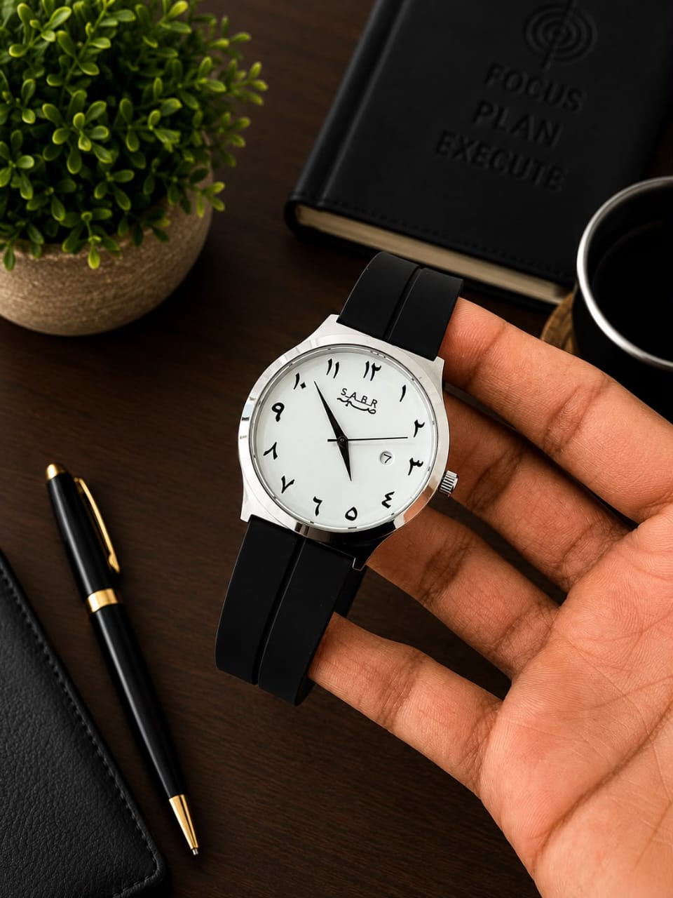 SABR White Arabic Dial Quartz Watch